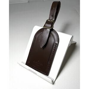 Louis Vuitton Leather Name Tag Marked 701 Stamped Damier Ebene Goldtone